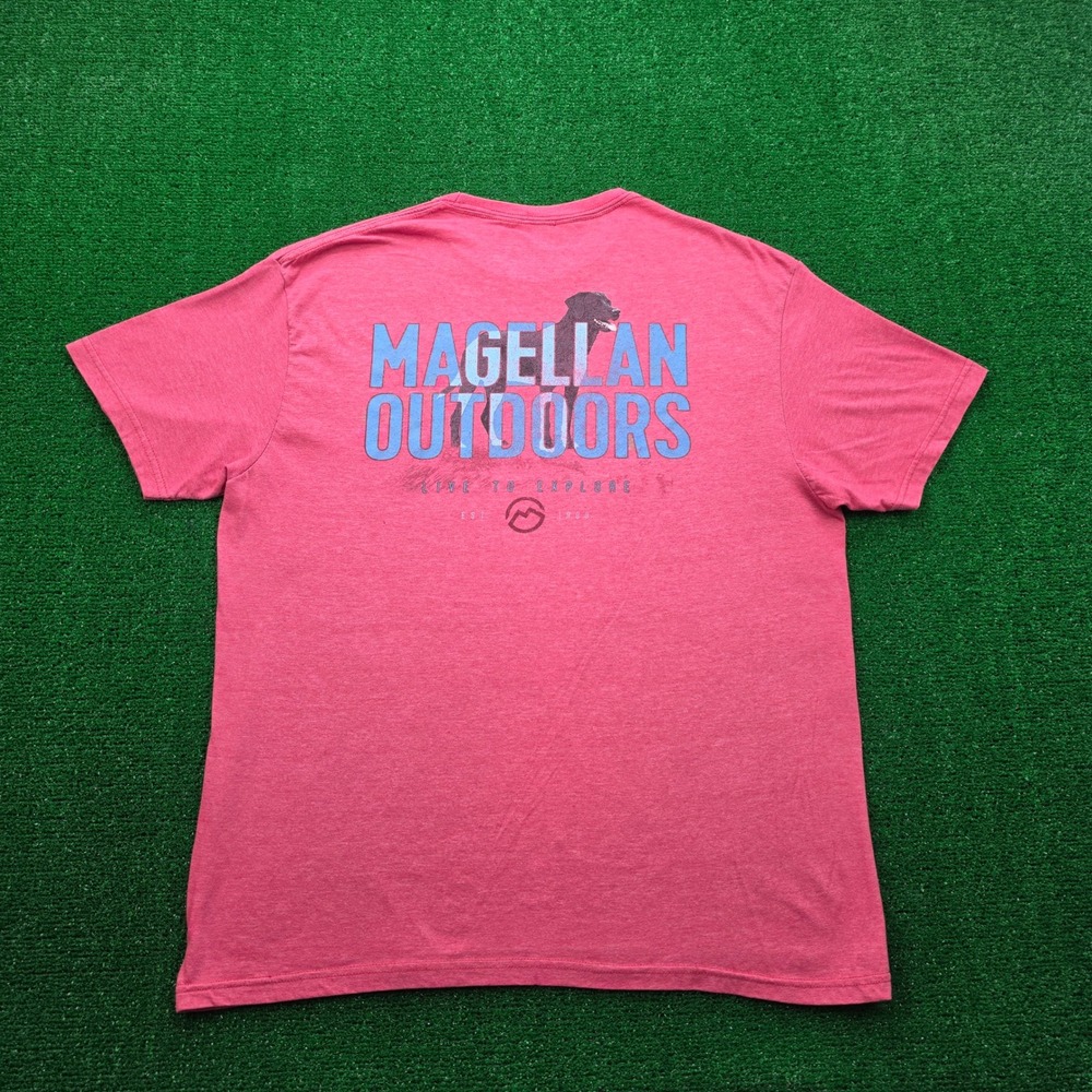 Magellan Outdoors Tshirt Mens XL Heather Pink Lab Dog Live To Explore Tee